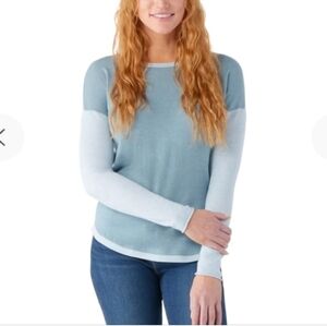 New‎ Smartwool Shadow Pine Colorblock Crew Sweater in Lead Heather XS